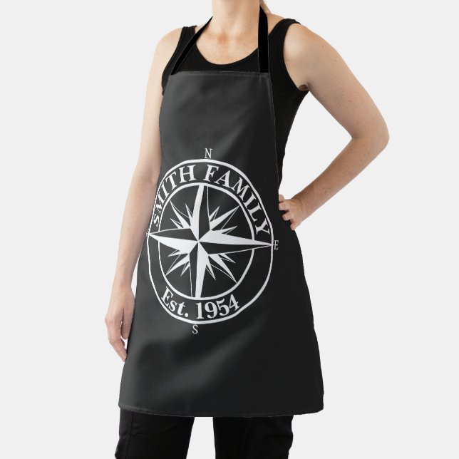 Compass star monogram personalizable emblem apron (Insitu)