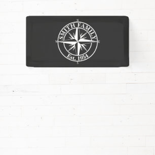 Compass star monogram personalizable emblem banner