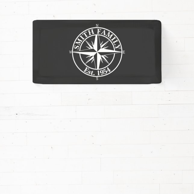 Compass star monogram personalizable emblem banner (Insitu)