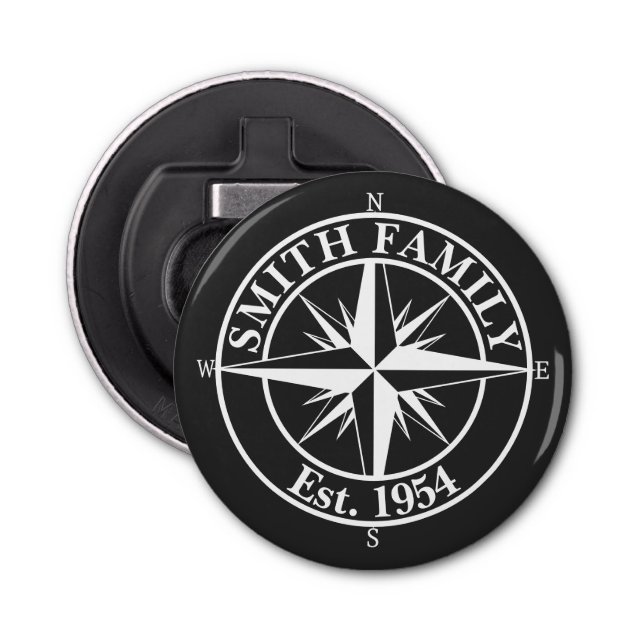 Compass star monogram personalizable emblem bottle opener (Front)
