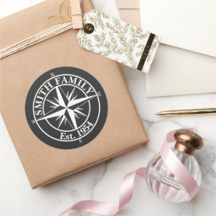 Compass star monogram personalizable emblem classic round sticker