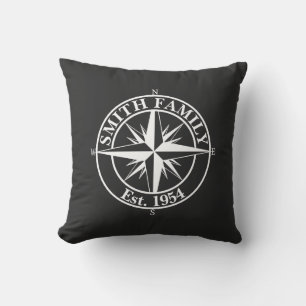 Compass star monogram personalizable emblem cushion