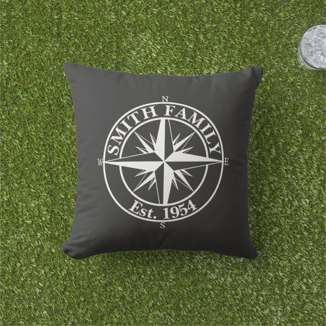Compass star monogram personalizable emblem cushion (Grass)