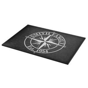 Compass star monogram personalizable emblem cutting board