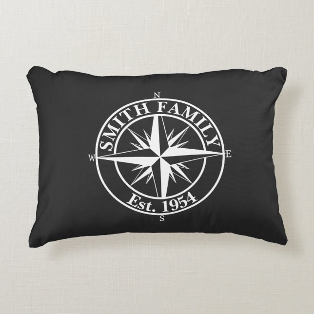 Compass star monogram personalizable emblem decorative cushion (Front)
