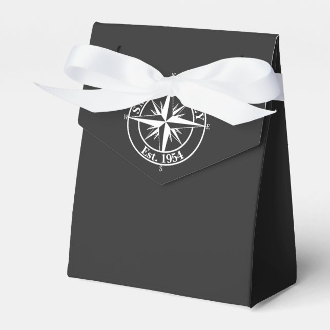 Compass star monogram personalizable emblem favour box (Front Side)