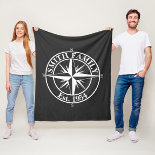 Compass star monogram personalizable emblem fleece blanket