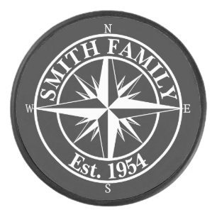 Compass star monogram personalizable emblem hockey puck