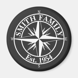 Compass star monogram personalizable emblem magnet