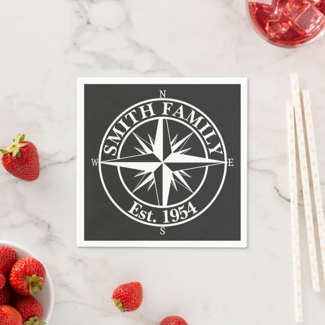 Compass star monogram personalizable emblem napkin (Insitu)