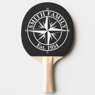 Compass star monogram personalizable emblem ping pong paddle
