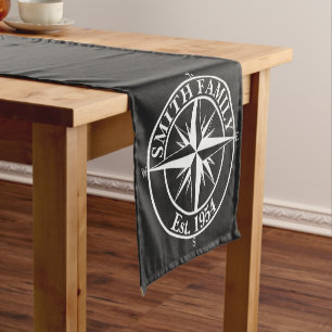 Compass star monogram personalizable emblem short table runner