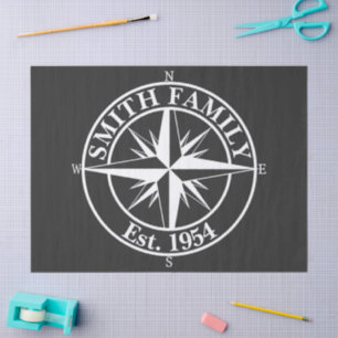 Compass star monogram personalizable emblem tissue paper