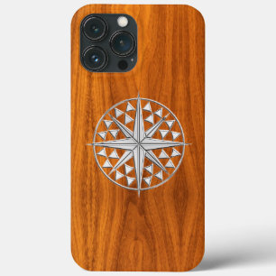 Compass Star on Teak Veneer Decor iPhone 13 Pro Max Case