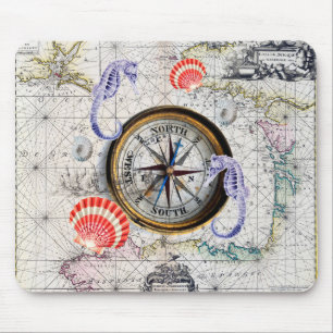 Compass Vintage Nautical Mouse Pad