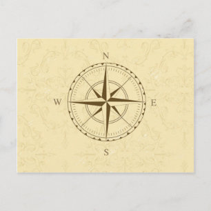 compass vintage south west east postcard