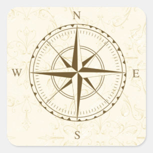 compass vintage south west east square sticker