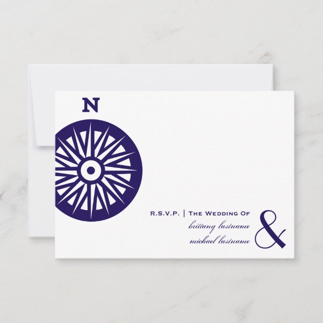 Compass Wedding RSVP Card (Front)