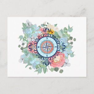 Compass with Succulents Postcard