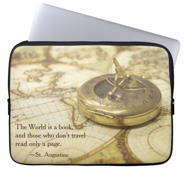 Compass World Travel Map Laptop Sleeve (Front)