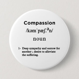 compassion definition white circle 7.5 cm round badge
