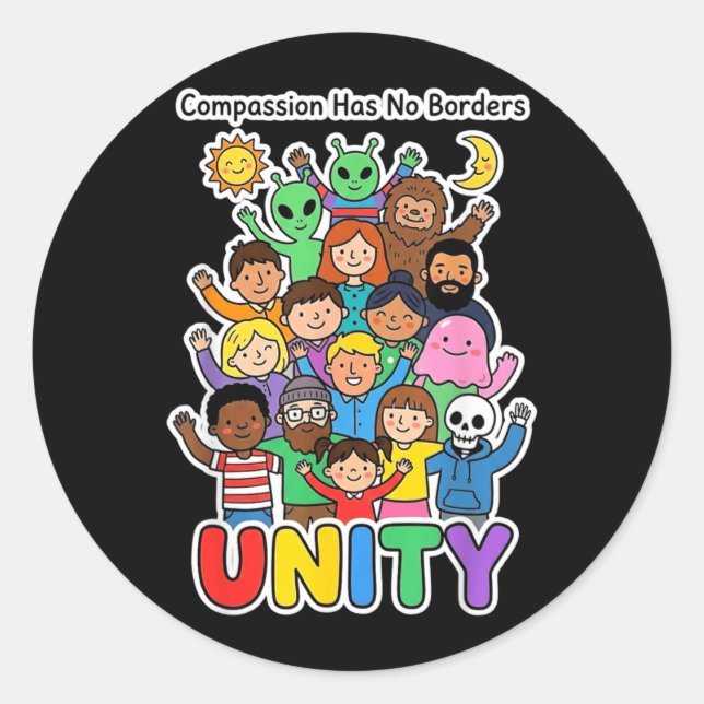 Compassion Has No Borders Classic Round Sticker (Front)
