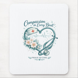 Compassion in Every Beat Nurse Heart Design Mouse Pad