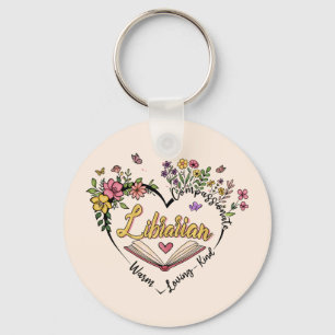 Compassionate Librarian – Floral Heart Design Key Ring