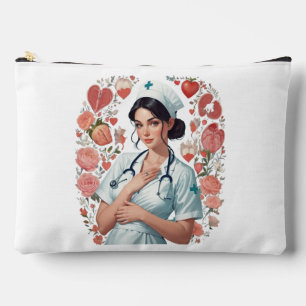 Compassionate Nurse – Elegant Floral Art Illustrat Accessory Pouch