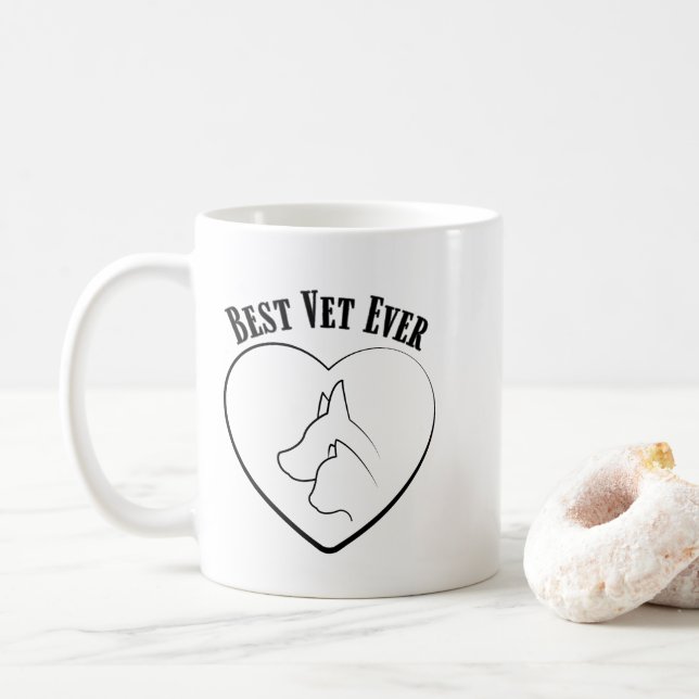 Compassionate Veterinary Doctor Animal Care Design Coffee Mug (With Donut)