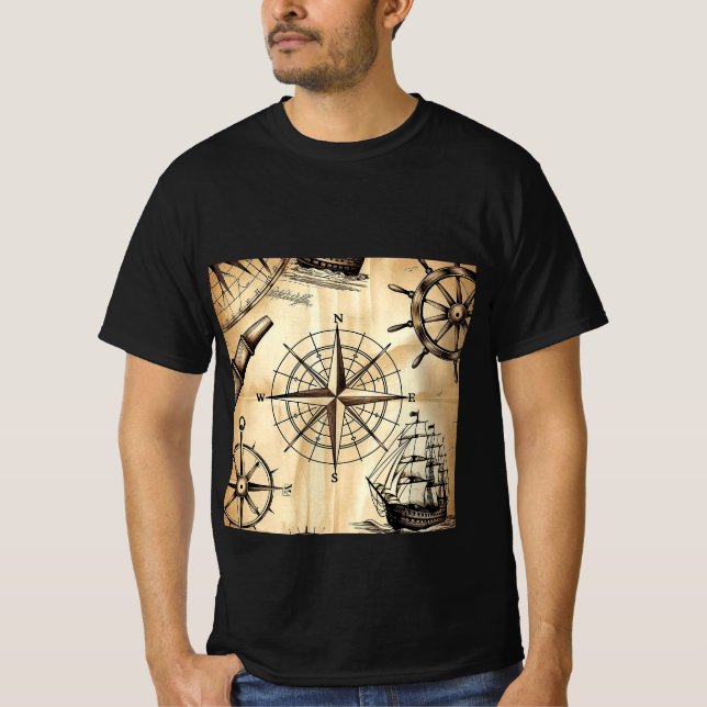 Compasss Navigation Desugn T-Shirt (Front)