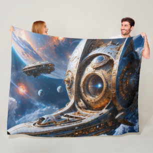 Compellious Galactic Cruiser Al Art by Xzendor7 Fleece Blanket