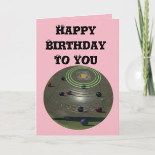Competition Lawn Bowl, Pink Birthday Logo Card