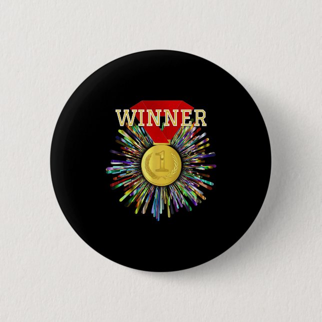 Competition Prize Winner Gold Medal #1  6 Cm Round Badge (Front)