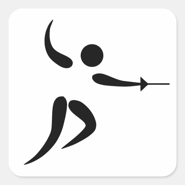 Competitive and Olympic Fencing Pictogram Square Sticker (Front)