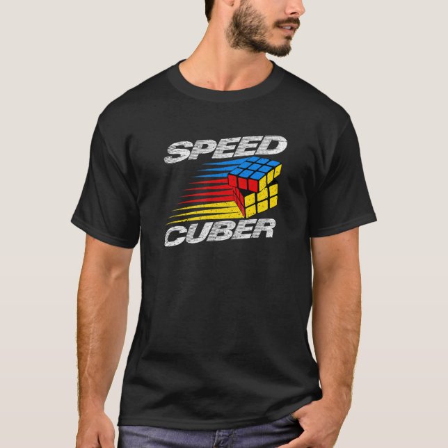 Competitive Puzzle Cube Speed Cuber Hobby 80's Vin T-Shirt (Front)