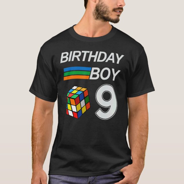 Competitive Speed Cubing 9 Years Old Birthday For  T-Shirt (Front)