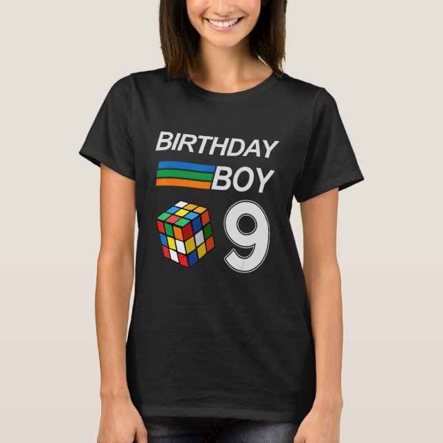 Competitive Speed Cubing 9 Years Old Birthday For  T-Shirt (Front)