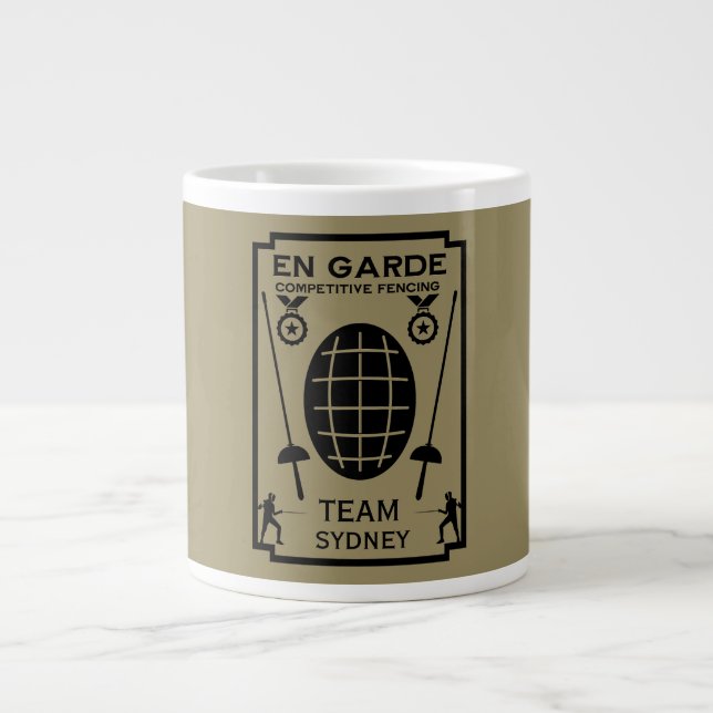Competitive Sword Fencing Large Coffee Mug (Front)