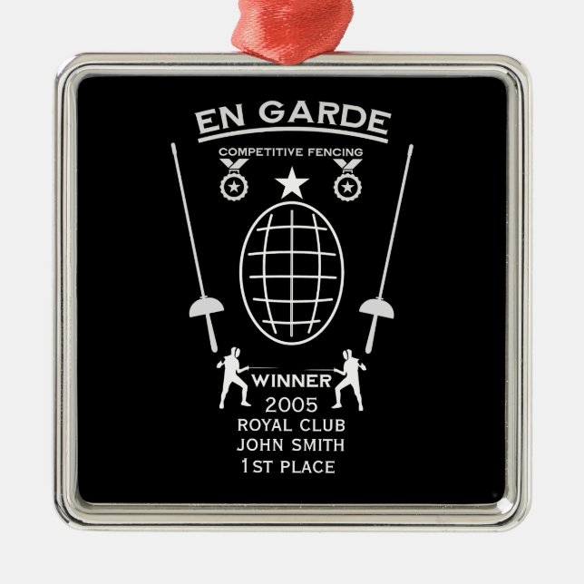 Competitive Sword Fencing Metal Ornament (Front)