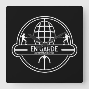 Competitive Sword Fencing Square Wall Clock