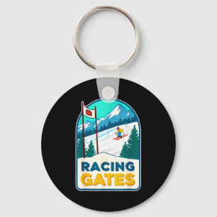 Competitive winter sports skiing racing gates key ring