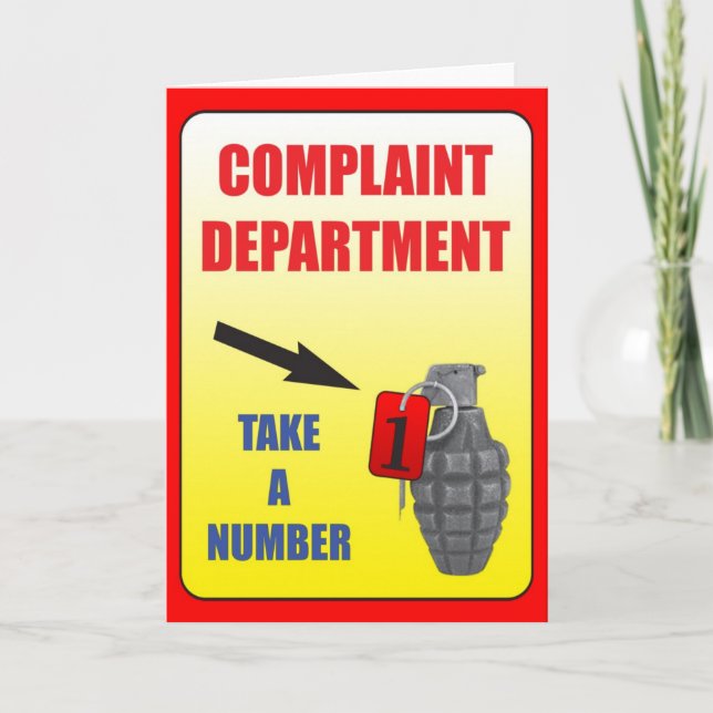Complain Department Greeting Card (Front)