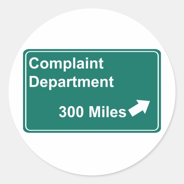 Complaint Department 300 Miles Classic Round Sticker (Front)