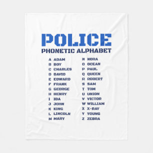 Complete Police Phonetic A to Z Alphabet Fleece Blanket