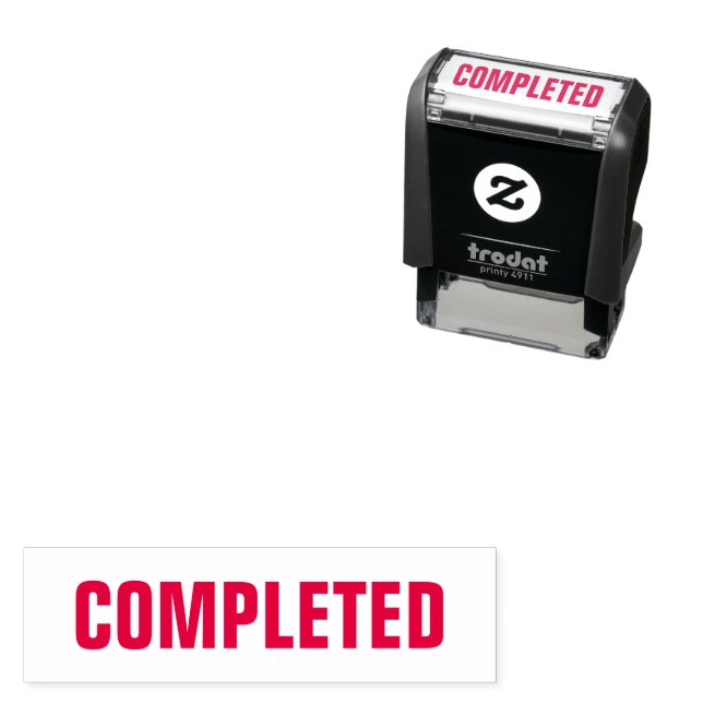 COMPLETED in All Caps Text Template Self-inking Stamp (In Situ)