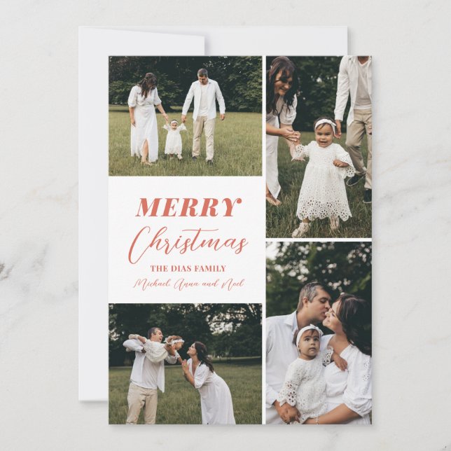 Completely Custom Christmas 4 Photo Collage Holiday Card (Front)