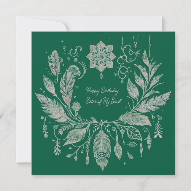 Completely Customisable Boho Floral Wreath Card (Front)