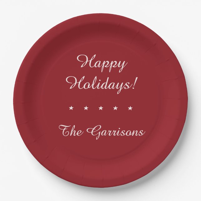 Completely customisable Holidays paper plates (Front)