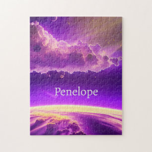 Completely Fantasy Purple and Violet Fun Universe  Jigsaw Puzzle